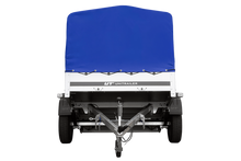 Laden Sie das Bild in den Galerie-Viewer, Einachsanhänger auf Blattfedern 200×125 UNITRAILER GARDEN 201/R KIPP mit H-800-Rahmen und blauer Plane-Neu
