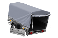 Laden Sie das Bild in den Galerie-Viewer, Einachsanhänger auf Blattfedern 200×125 UNITRAILER GARDEN 201/R KIPP mit H-800-Rahmen und grauer Plane-Neu