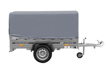 Laden Sie das Bild in den Galerie-Viewer, Einachsanhänger auf Blattfedern 200×125 UNITRAILER GARDEN 201/R KIPP mit H-800-Rahmen und grauer Plane-Neu