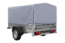 Laden Sie das Bild in den Galerie-Viewer, Einachsanhänger auf Blattfedern 200×125 UNITRAILER GARDEN 201/R KIPP mit H-800-Rahmen und grauer Plane-Neu