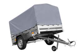 Einachsanhänger auf Blattfedern 200×125 UNITRAILER GARDEN 201/R KIPP mit H-800-Rahmen und grauer Plane-Neu