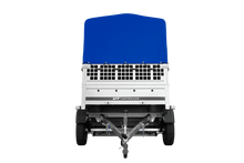 Laden Sie das Bild in den Galerie-Viewer, Einachsanhänger auf Federn 200×125 UNITRAILER GARDEN 201/R KIPP mit Gitterwänden, H-800-Rahmen und blauer Plane-Neu