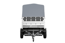 Laden Sie das Bild in den Galerie-Viewer, Einachsanhänger auf Federn 200×125 UNITRAILER GARDEN 201/R KIPP mit Gitterwänden, H-800-Rahmen und grauer Plane-Neu