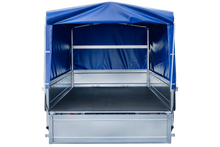 Laden Sie das Bild in den Galerie-Viewer, Einachsanhänger mit Blattfedern 264×125 UNITRAILER GARDEN 264/R KIPP mit H-800-Rahmen und blauer Plane-Neu