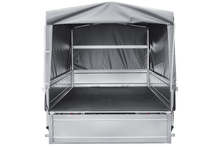 Laden Sie das Bild in den Galerie-Viewer, Einachsanhänger mit Blattfedern 264×125 UNITRAILER GARDEN 264/R KIPP mit H-800-Rahmen und grauer Plane-Neu