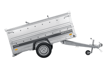 Laden Sie das Bild in den Galerie-Viewer, Einachsiger Anhänger auf Blattfedern 230×125 UNITRAILER FORCE 230/R KIPP mit BIS-Seitenwänden und Aluminiumabdeckung-Neu