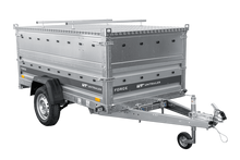 Laden Sie das Bild in den Galerie-Viewer, Einachsiger Anhänger auf Blattfedern 230×125 UNITRAILER FORCE 230/R KIPP mit BIS-Seitenwänden und Aluminiumabdeckung-Neu