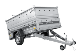 Einachsiger Anhänger auf Blattfedern 230×125 UNITRAILER FORCE 230/R KIPP mit BIS-Seitenwänden und Aluminiumabdeckung-Neu