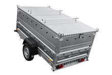 Laden Sie das Bild in den Galerie-Viewer, Einachsiger Anhänger auf Blattfedern 230×125 UNITRAILER FORCE 230/R KIPP mit BIS-Seitenwänden und Aluminiumabdeckung-Neu
