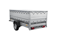 Laden Sie das Bild in den Galerie-Viewer, Einachsiger Anhänger auf Blattfedern 264×125 UNITRAILER FORCE 264/R KIPP mit BIS-Seitenwänden, H-0-Rahmen und grauer Plane-Neu