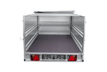 Laden Sie das Bild in den Galerie-Viewer, Einachsiger Anhänger auf Blattfedern 264×125 UNITRAILER FORCE 264/R KIPP mit BIS-Seitenwänden, H-0-Rahmen und grauer Plane-Neu