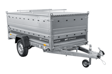 Laden Sie das Bild in den Galerie-Viewer, Einachsiger Anhänger auf Blattfedern 264×125 UNITRAILER FORCE 264/R KIPP mit BIS-Seitenwänden und Aluminiumabdeckung-Neu