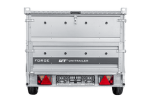 Laden Sie das Bild in den Galerie-Viewer, Einachsiger Anhänger auf Blattfedern 264×125 UNITRAILER FORCE 264/R KIPP mit BIS-Seitenwänden und Aluminiumabdeckung-Neu