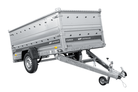 Einachsiger Anhänger auf Blattfedern 264×125 UNITRAILER FORCE 264/R KIPP mit BIS-Seitenwänden und Aluminiumabdeckung-Neu