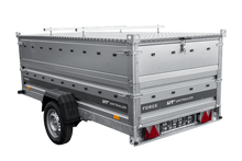 Laden Sie das Bild in den Galerie-Viewer, Einachsiger Anhänger auf Blattfedern 264×125 UNITRAILER FORCE 264/R KIPP mit BIS-Seitenwänden und Aluminiumabdeckung-Neu