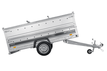 Laden Sie das Bild in den Galerie-Viewer, Einachsiger Anhänger auf Blattfedern 264×125 UNITRAILER FORCE 264/R KIPP mit BIS-Seitenwänden und Aluminiumabdeckung-Neu