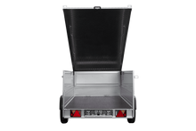 Laden Sie das Bild in den Galerie-Viewer, Einachsiger Anhänger auf Blattfedern 264×125 UNITRAILER GARDEN 264/R KIPP mit BIS-Seitenwänden und Aluminiumabdeckung-Neu