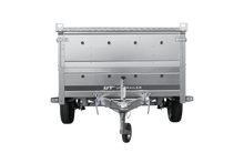 Laden Sie das Bild in den Galerie-Viewer, Einachsiger Anhänger auf Blattfedern 264×125 UNITRAILER GARDEN 264/R KIPP mit BIS-Seitenwänden und Aluminiumabdeckung-Neu