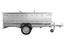 Laden Sie das Bild in den Galerie-Viewer, Einachsiger Anhänger auf Blattfedern 264×125 UNITRAILER GARDEN 264/R KIPP mit BIS-Seitenwänden und Aluminiumabdeckung-Neu
