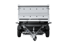 Laden Sie das Bild in den Galerie-Viewer, Einachsiger Anhänger auf Blattfedern 264×125 UNITRAILER GARDEN 264/R KIPP mit BIS-Seitenwänden und Aluminiumabdeckung-Neu