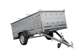 Einachsiger Anhänger auf Blattfedern 264×125 UNITRAILER GARDEN 264/R KIPP mit BIS-Seitenwänden und Aluminiumabdeckung-Neu