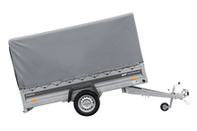 Laden Sie das Bild in den Galerie-Viewer, Einachsiger Anhänger mit Blattfedern 264×125 UNITRAILER FORCE 264/R KIPP mit H-1100 Rahmen und grauer Plane-Neu