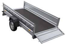 Laden Sie das Bild in den Galerie-Viewer, Einachsiger Anhänger mit Blattfedern 264×125 UNITRAILER FORCE 264/R KIPP mit H-1100 Rahmen und grauer Plane-Neu