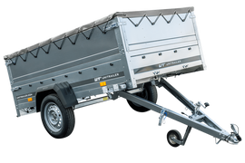 Faltbarer Anhänger GARDEN TRAILER 230 KIPP mit zusätzlichen Bordwänden, Stützrad und Flachplane-Neu