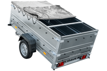 Laden Sie das Bild in den Galerie-Viewer, Faltbarer Pkw Anhänger Garden Trailer 230 KIPP mit zusätzlichen Bordwänden, Stützrad, Flachplane und Planenträgern]-Neu