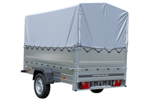 Laden Sie das Bild in den Galerie-Viewer, Führerschein B Anhänger GARDEN TRAILER 230 KIPP mit Stützrad, zusätzlichen Bordwänden, Hochplane und Hochspriegel H800-Neu