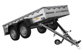 GARDEN TRAILER 264/2 KIPP MIT STÜTZRAD, GRAUE FLACHPLANE UND PLANENTRÄGER-Neu