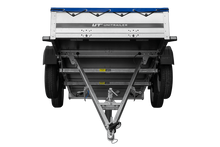 Laden Sie das Bild in den Galerie-Viewer, GARDEN TRAILER 264/2 KIPP MIT STÜTZRAD, PLANENTRÄGER UND BLAUER FLACHPLANE-Neu