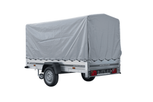 Laden Sie das Bild in den Galerie-Viewer, GARDEN TRAILER 264 KIPP MIT STÜTZRAD, H1100-HOCHSPRIEGEL UND GRAUER PLANE-Neu