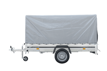 Laden Sie das Bild in den Galerie-Viewer, GARDEN TRAILER 264 KIPP MIT STÜTZRAD, H1100-HOCHSPRIEGEL UND GRAUER PLANE-Neu