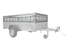 Laden Sie das Bild in den Galerie-Viewer, Autotransportanhänger 264×125 UNITRAILER FORCE 264 KIPP mit Gitterwänden, H-800 Rahmen und grauer Plane-Neu