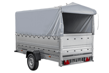 Laden Sie das Bild in den Galerie-Viewer, Kfz Anhänger mit Plane GARDEN TRAILER 264 KIPP [mit Stützrad, zusätzlichen Bordwänden, Hochplane und Hochspriegel]-Neu