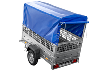 Laden Sie das Bild in den Galerie-Viewer, Kipp Anhänger Garden Trailer 200 KIPP mit Laubgitteraufsatz, Hochplane, Hochspriegel und Stützrad-Neu