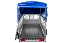 Laden Sie das Bild in den Galerie-Viewer, Kipp Anhänger Garden Trailer 200 KIPP mit Laubgitteraufsatz, Hochplane, Hochspriegel und Stützrad-Neu