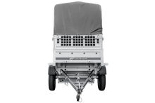 Laden Sie das Bild in den Galerie-Viewer, Kippanhänger Garden Trailer 200 KIPP 200×106 cm 750 kg mit Laubgitteraufsatz, Hochplane, Hochspriegel und Stützrad-Neu