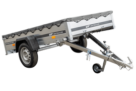 Kipper Pkw Anhänger Garden Trailer 230 KIPP [230 cm x 125 cm] mit Flachplane, Stützrad und Planenträger-Neu