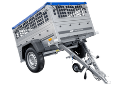 Kompakter Anhänger Garden Trailer 150 KIPP 150×106 cm 750 kg mit Laubgitteraufsatz-Neu