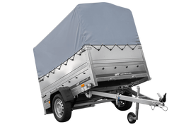 Leichtanhänger auf Blattfedern 200×125 UNITRAILER GARDEN 201/R KIPP mit BIS-Seiten, H-800-Rahmen und grauer Plane-Neu