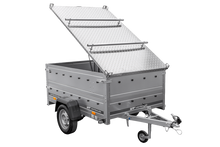 Laden Sie das Bild in den Galerie-Viewer, Leichtanhänger auf Federn 200×125 UNITRAILER GARDEN 201/R KIPP mit BIS-Seiten und Aluminiumabdeckung-Neu