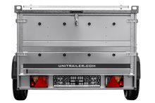 Laden Sie das Bild in den Galerie-Viewer, Leichtanhänger auf Federn 200×125 UNITRAILER GARDEN 201/R KIPP mit BIS-Seiten und Aluminiumabdeckung-Neu
