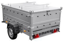 Laden Sie das Bild in den Galerie-Viewer, Leichtanhänger auf Federn 200×125 UNITRAILER GARDEN 201/R KIPP mit BIS-Seiten und Aluminiumabdeckung-Neu