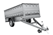 Laden Sie das Bild in den Galerie-Viewer, Leichter Anhänger 264×125 UNITRAILER FORCE 264 KIPP mit BIS-Seitenwänden, H-0-Rahmen und grauer Plane-Neu