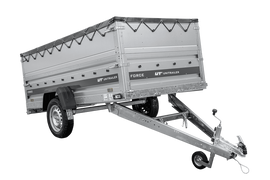 Leichter Anhänger 264×125 UNITRAILER FORCE 264 KIPP mit BIS-Seitenwänden, H-0-Rahmen und grauer Plane-Neu