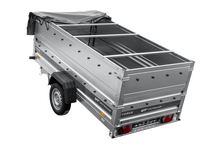 Laden Sie das Bild in den Galerie-Viewer, Leichter Anhänger 264×125 UNITRAILER FORCE 264 KIPP mit BIS-Seitenwänden, H-0-Rahmen und grauer Plane-Neu