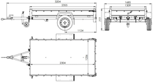 Laden Sie das Bild in den Galerie-Viewer, Leichter Anhänger auf Blattfedern 230×125 UNITRAILER GARDEN 230/R KIPP mit Gitterwänden, H-0-Rahmen und grauer Plane-Neu