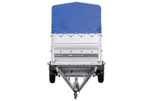 Laden Sie das Bild in den Galerie-Viewer, Leichter Anhänger auf Blattfedern 264×125 UNITRAILER FORCE 264/R KIPP mit BIS-Seitenwänden, H-800-Rahmen und blauer Plane-Neu